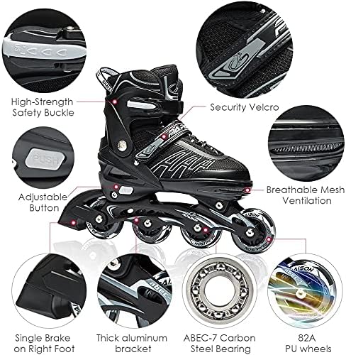 Professional Inline Skating Shoes For Kids and Adults, 8 Lighting Wheel Comfort Skate Shoes, Children and Adults roller skates