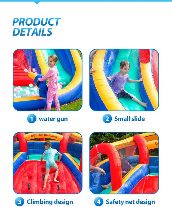 Inflatable Twin Water Slide for Kids Outdoor Play - Double the Fun, Twin Slide with climbing
