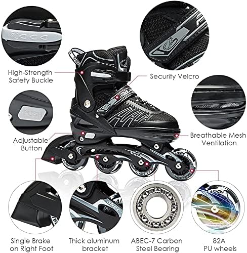 Professional Inline Skating Shoes For Kids and Adults, 8 Lighting Wheel Comfort Skate Shoes, Children and Adults roller skates