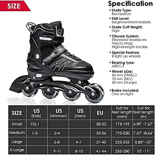 Professional Inline Skating Shoes For Kids and Adults, 8 Lighting Wheel Comfort Skate Shoes, Children and Adults roller skates