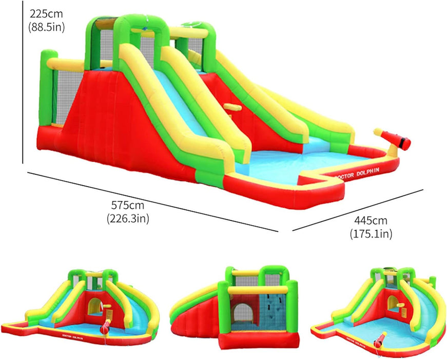 Inflatable Twin Water Slide for Kids Outdoor Play - Double the Fun, Twin with bouncer