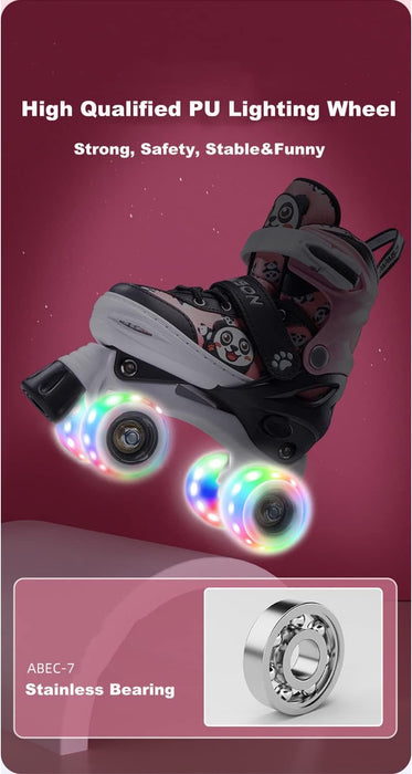 Panda Design Double Row Skating Shoes with Lighting Wheel for Beginner and Safety Skating Shoes