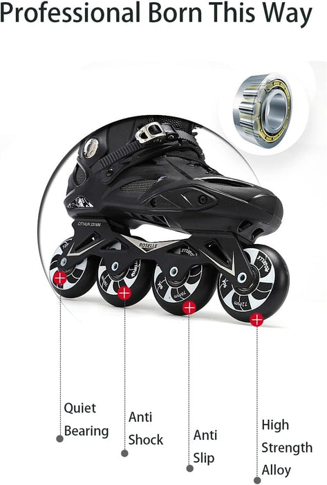 Inline Skates for Adult, Professional Single Row Roller Blades Speed Skating Shoes, Upgrade Wheel and Performance Skates with No Physical Brake