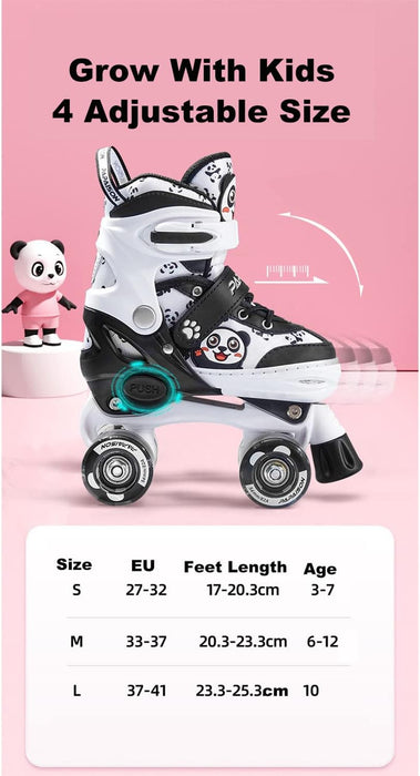 Panda Design Double Row Skating Shoes with Lighting Wheel for Beginner and Safety Skating Shoes