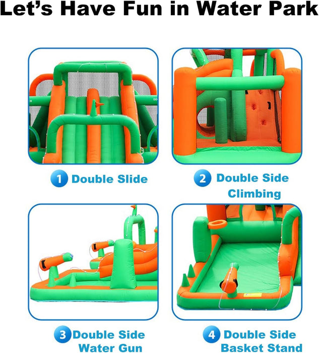 Inflatable Twin Water Slide for Kids Outdoor Play - Double the Fun, Twin Slide Mega Bouncer