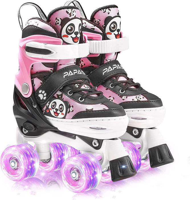 Panda Design Double Row Skating Shoes with Lighting Wheel for Beginner and Safety Skating Shoes