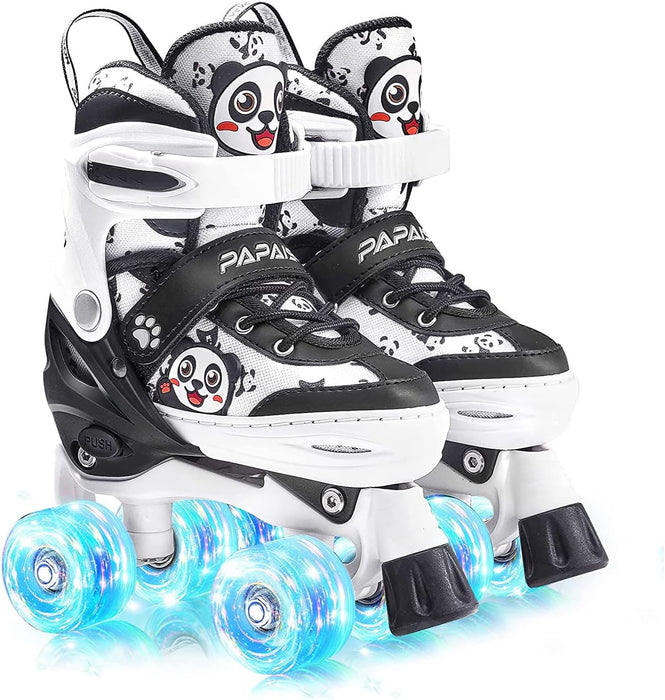 Panda Design Double Row Skating Shoes with Lighting Wheel for Beginner and Safety Skating Shoes