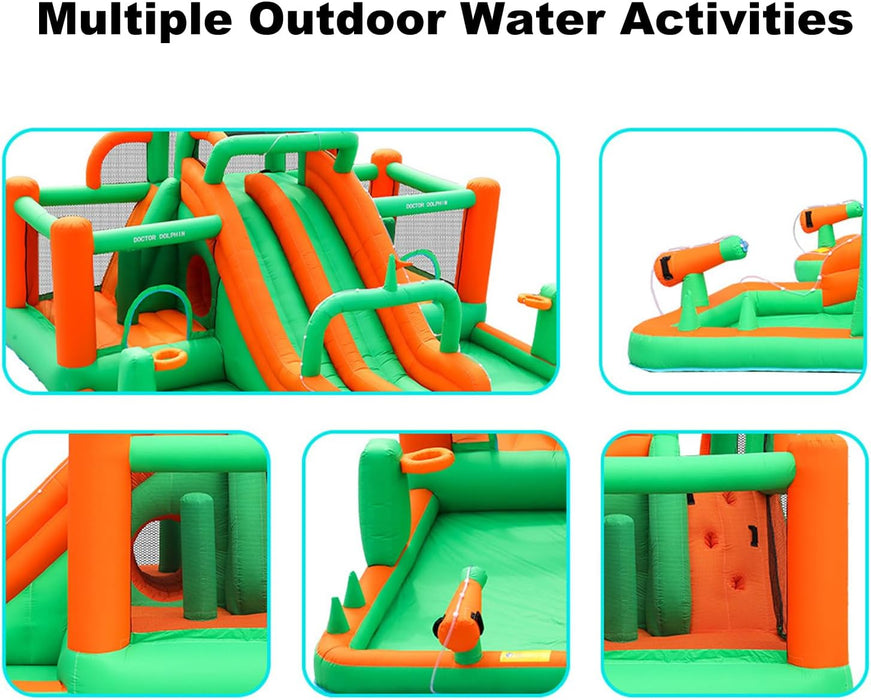 Inflatable Twin Water Slide for Kids Outdoor Play - Double the Fun, Twin Slide Mega Bouncer