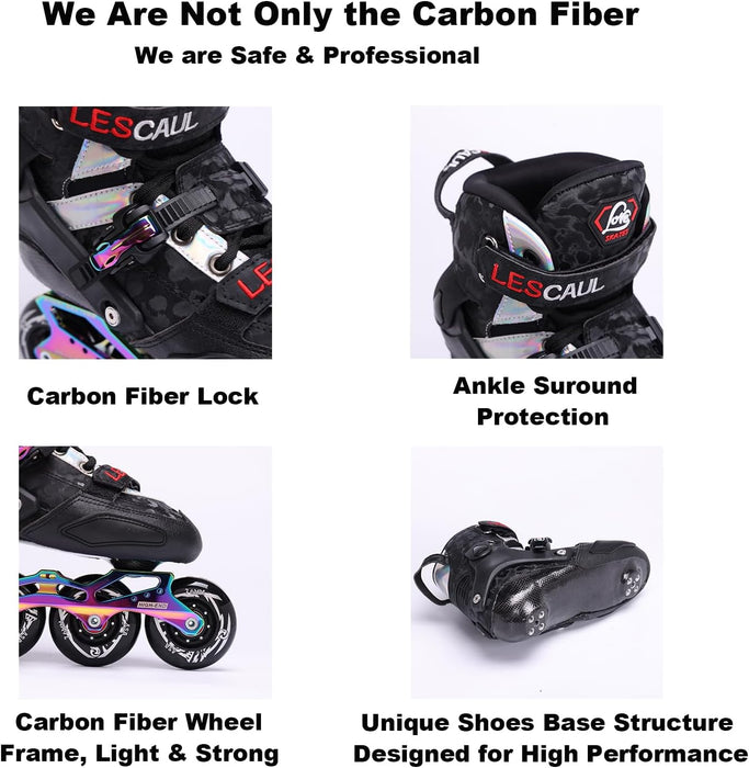 GT-WHEEL Luxury Carbon Fiber Professional Inline Skating Shoes, Adult Performance Skating Shoes Outdoor Fun Play