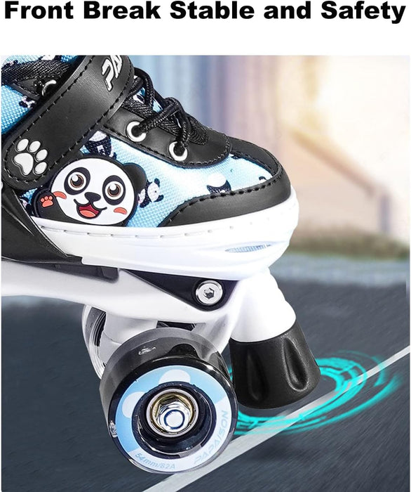 Panda Design Double Row Skating Shoes with Lighting Wheel for Beginner and Safety Skating Shoes