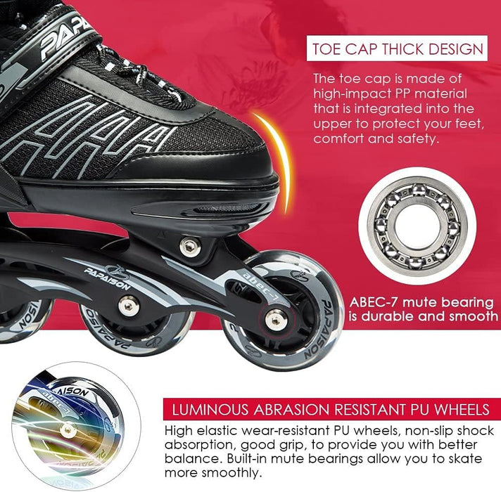 Professional Inline Skating Shoes For Kids and Adults, 8 Lighting Wheel Comfort Skate Shoes, Children and Adults roller skates