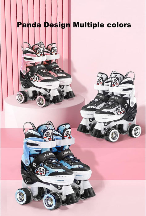 Panda Design Double Row Skating Shoes with Lighting Wheel for Beginner and Safety Skating Shoes