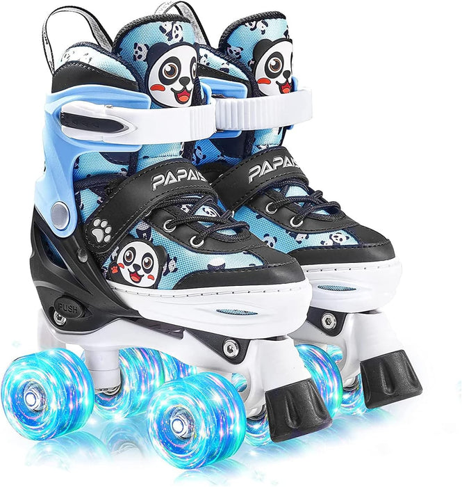 Panda Design Double Row Skating Shoes with Lighting Wheel for Beginner and Safety Skating Shoes