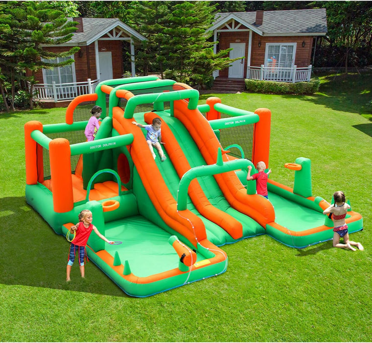 Inflatable Twin Water Slide for Kids Outdoor Play - Double the Fun, Twin Slide Mega Bouncer