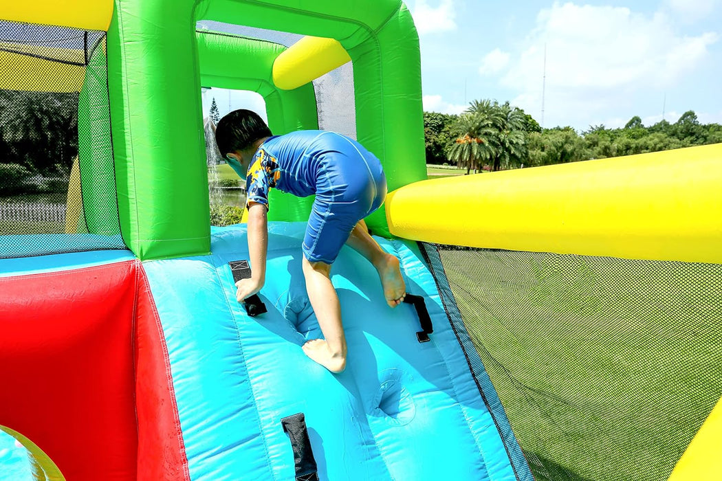 Inflatable Twin Water Slide for Kids Outdoor Play - Double the Fun, Twin with bouncer