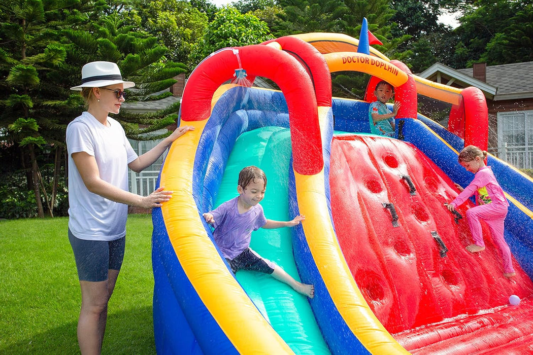 Inflatable Twin Water Slide for Kids Outdoor Play - Double the Fun, Twin Slide with climbing