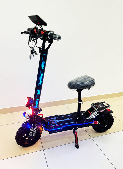 Adult Electric Scooter with Flowing LED Lights, Bluetooth & Dynamic Display – 3000W Motor, 70 km/h Speed