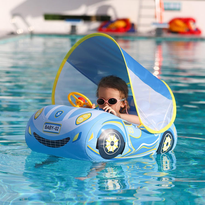 GT-WHEEL Car Design Baby Inflatable Floater with Canopy Sunlight Protection