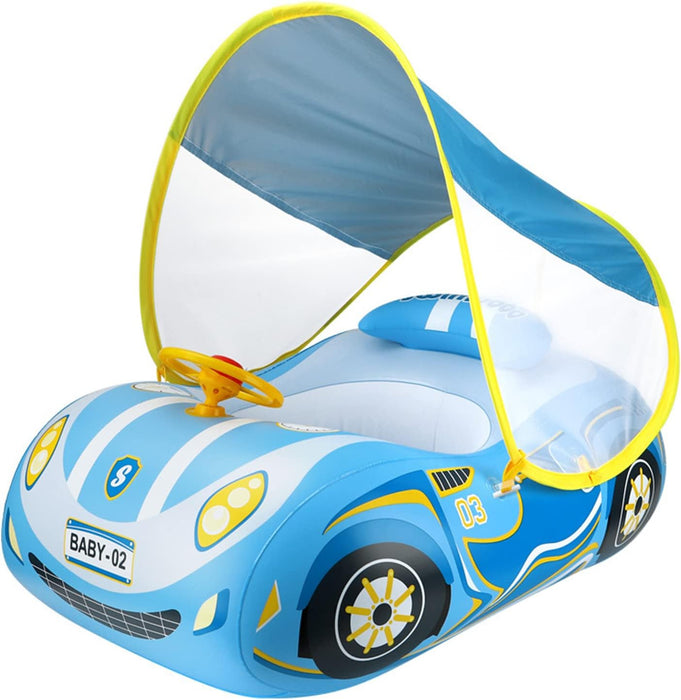 GT-WHEEL Car Design Baby Inflatable Floater with Canopy Sunlight Protection