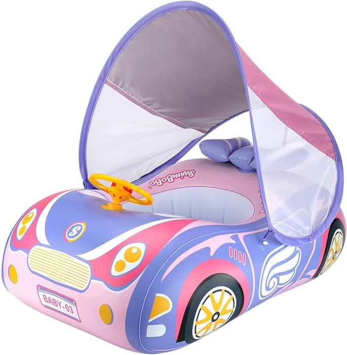 GT-WHEEL Car Design Baby Inflatable Floater with Canopy Sunlight Protection