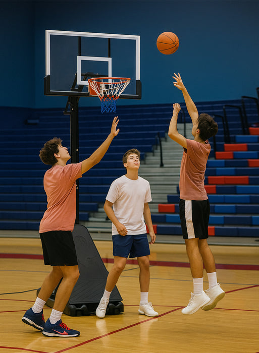 Portable Basketball Hoop for Outdoor & Indoor Use Height Adjustable 7.2FT to 10FT 44"-48" Shatterproof Backboard Pro-Style Breakaway Rim Heavy-Duty Base with Wheels for Adults & Teens