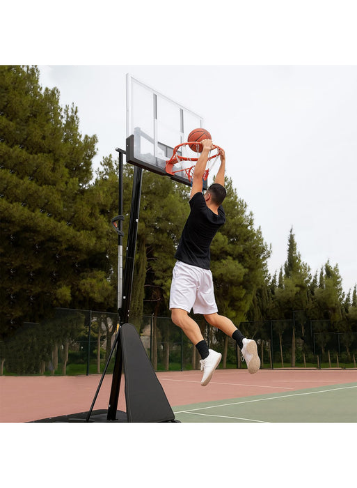 Portable Basketball Hoop for Outdoor & Indoor Use Height Adjustable 7.2FT to 10FT 44"-48" Shatterproof Backboard Pro-Style Breakaway Rim Heavy-Duty Base with Wheels for Adults & Teens