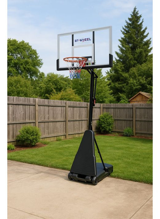 Portable Basketball Hoop for Outdoor & Indoor Use Height Adjustable 7.2FT to 10FT 44"-48" Shatterproof Backboard Pro-Style Breakaway Rim Heavy-Duty Base with Wheels for Adults & Teens