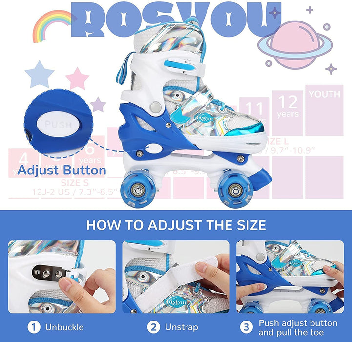 Roller Skates for Kids, Adjustable Roller Skates, with All Wheels Light up, Fun Illuminating for Girls and Kids, Rollerskates for Kids Beginners