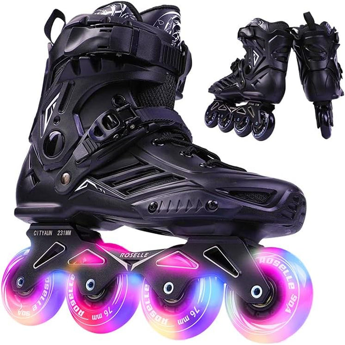 Professional adult skating shoes, Inline Skates for Adult, Single Row Roller Blades Speed Skating Shoes, Performance Skates No Physical Brake