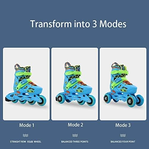 GT-Wheel Kids Adjustable Skating Shoes with 3 Mode & Four PU Wheel