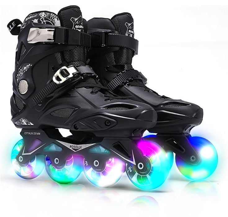 Inline Skates for Adult, Professional Single Row Roller Blades Speed Skating Shoes, Upgrade Wheel and Performance Skates with No Physical Brake