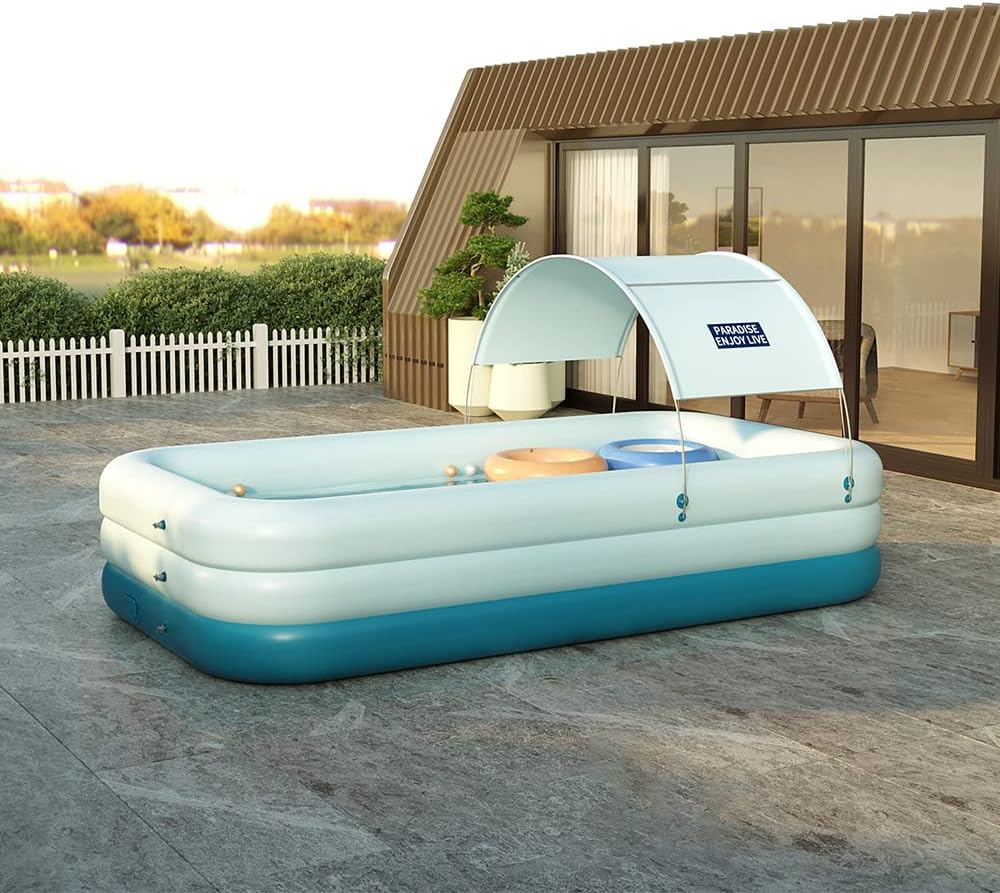 Automatic Inflatable Swimming Pool with Sun Shade for Family Indoor Ou ...
