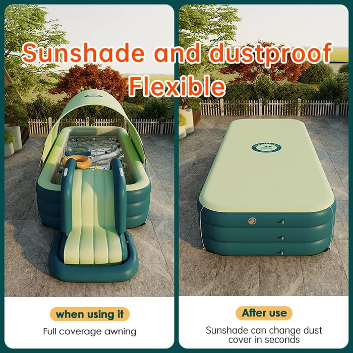 Inflatable Swimming Pool with Removeable Slide and Sun Shade for Family