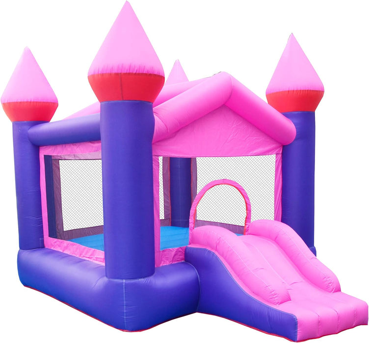 GT-Wheel Inflatable Bouncy Castle, Princess Design Bouncing Slide, Purple & Pink