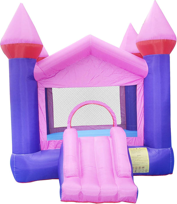 GT-Wheel Inflatable Bouncy Castle, Princess Design Bouncing Slide, Purple & Pink