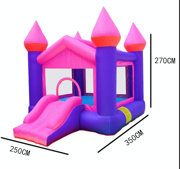 GT-Wheel Inflatable Bouncy Castle, Princess Design Bouncing Slide, Purple & Pink