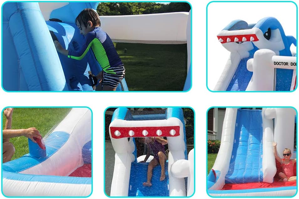 GT-Wheel Shark Design Kids Inflatable Water Slide Bouncy Castle