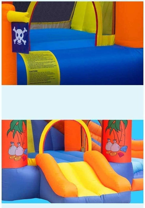 GT-Wheel Outdoor Kids Inflatable Bouncy Castle With Slide(Treasure Orange)