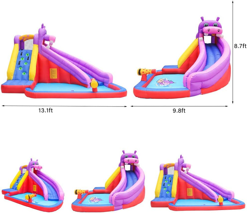 GT-Wheel Hippo Design Inflatable Bouncy Castle Water Park Slide